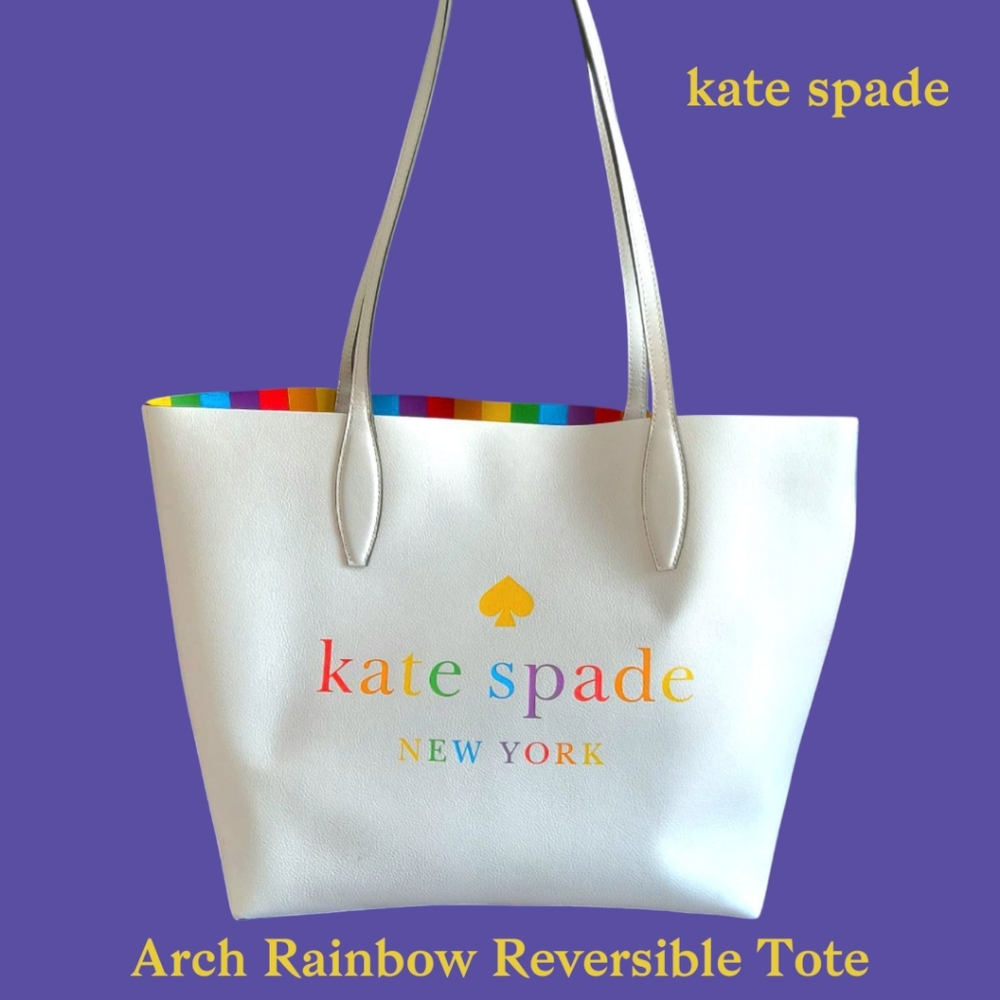 Kate Spade Rainbow Pride Collection Tote Bag - White and Multicolor. EUC. - Picture 11 of 12